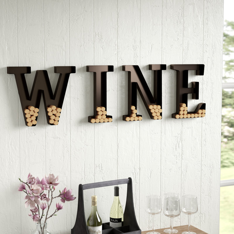 Laurel Foundry Modern Farmhouse Wall Mount "Wine" Letters Cork Holder